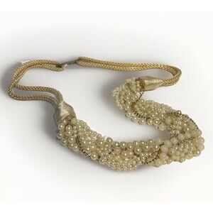 Vintage Faux Pearl Multi Strand Belt Ivory Cream Beaded Waist Belt Boho